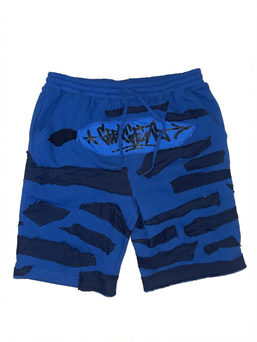 Blue Patched Shorts